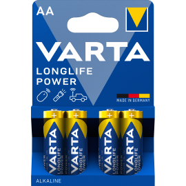 Blister 4 piles alcalines 1,5V LR6 Longlife Power Varta