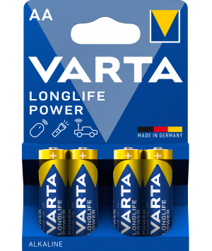 Blister 4 piles alcalines 1,5V LR6 Longlife Power Varta