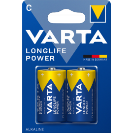 Blister 2 piles alcalines 1,5V LR14 Longlife Power Varta