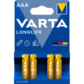 Confezione 4 batterie AAA alcaline LR03 Varta Longlife