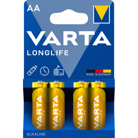 Pack of 4 batteries alkaline LR6 AA Varta Longlife