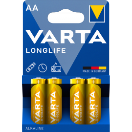 Packung mit 4 Batterien alkaline LR6 AA Varta Longlife