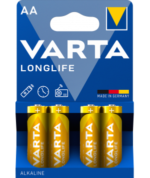 Pack de 4 Piles Alcaline LR6 AA Longlife Varta