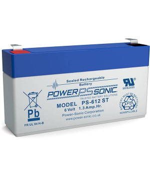 Batterie Plomb 6V 1.3Ah Power Sonic (97X25X55) (PS612ST) 