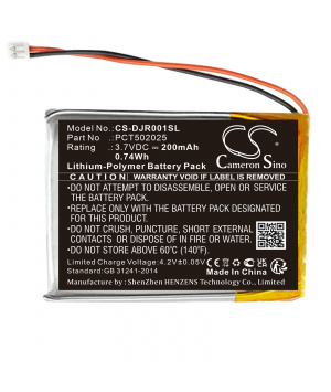 Batterie 3.7V 200mAh LiPo PCT502025 pour radiocommande DJI MIC RX