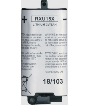 Lithium battery 3v 3Ah Daitem RXU15X for motion detector