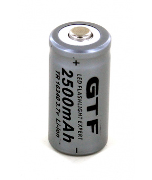 Batteria agli ioni di litio 16340 da 3,7 V 2,5 Ah per torcia elettrica, sigaretta