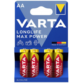 Blister 4 piles alcalines 1,5V LR6 Longlife Max Power Varta (4706101404)