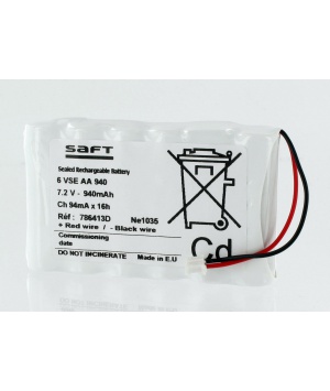 Batterie Saft Ni-Cd 7.2V 786413 pour TPE