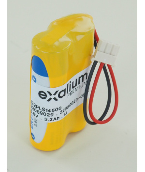 Pile lithium 3.6V 5.2Ah type 1S2P LS14500 (1S2PLS14500) (1S2PER14505EXA)