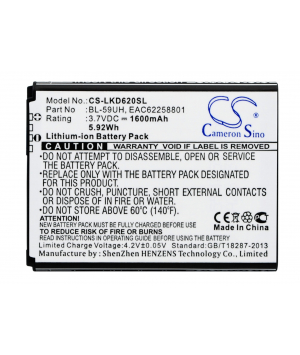 Batteria 3.7V 1.6Ah Li-ion per LG D315