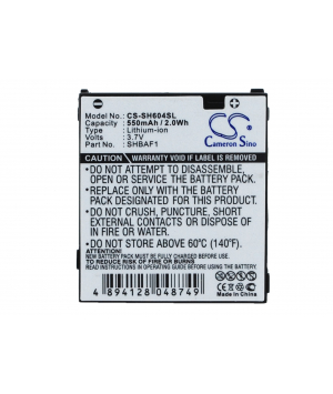 3.7V 0.55Ah Li-ion battery for Sharp V604SH