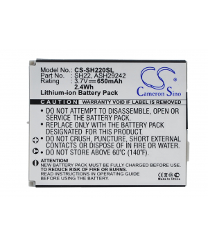 3.7V 0.65Ah Li-ion battery for Sharp SH-06A