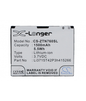 3.7V 1.5Ah Li-ion battery for ZTE Aglaia