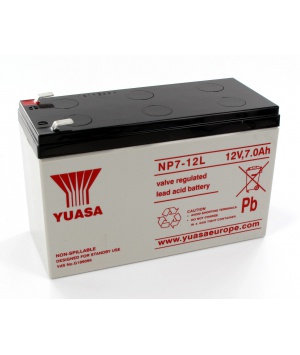 YUASA 12V 7Ah lead battery wide lugs NP7-12L