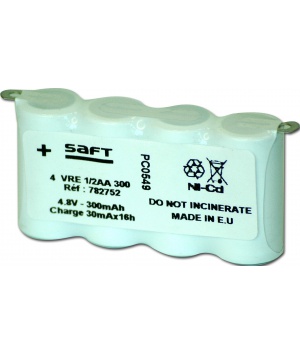 Saft 4.8V battery 4VRE1/2AA side side 782752 Saft 4.8V battery 4VRE1/2AA side side 782752