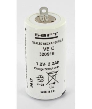 Batteria Saft VEC 1.2 v 2.2Ah NiCd con alette