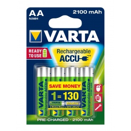 Blister 4 accus Ni-Mh 1,2V 2100mAh AA Longlife Varta (56706101404)
