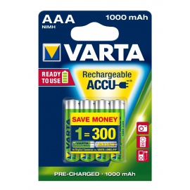 Blister 4 accus Ni-Mh 1,2V 1000mAh AAA R2U Varta (5703301404)