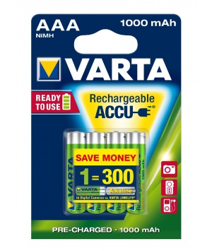 Pack 4 accus AAA 1000mAh Varta Professional