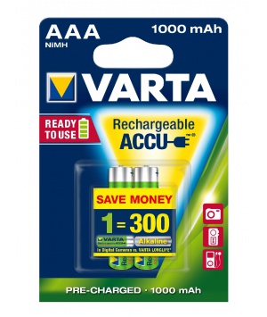 Confezione 2 AAA ricaricabile 1000mAh Varta Professional