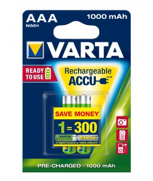 Pack 2 recargable AAA 1000mAh Varta Professional