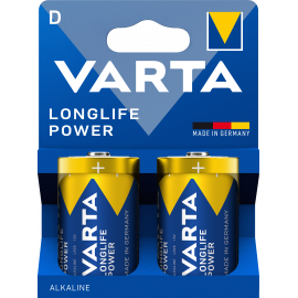 Blister 2 piles alcalines 1,5V LR20 Longlife Power Varta