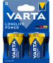 Blister 2 piles alcalines 1,5V LR20 Longlife Power Varta