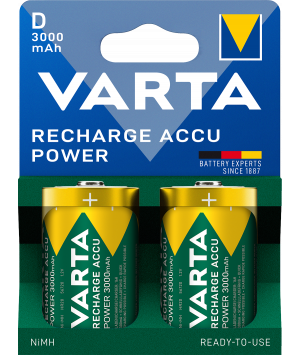 Blister 2 accus Ni-Mh 1,2V 3Ah D Power Varta (56720101402)