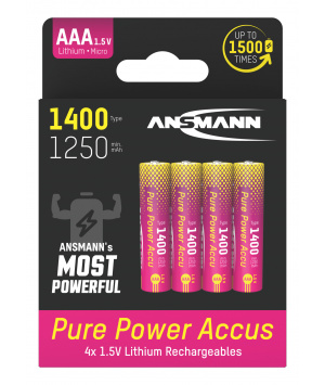 Paquete de 4 baterías de iones de litio de 1,5V 500mAh AAA con carga USB-C