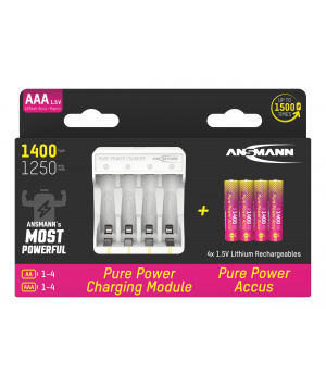 Pack of 4 Li-Ion batteries 1.5V 500mAh AAA with USB-C charging
