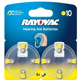 Pack de 8 piles auditives 10 rayovac PR70