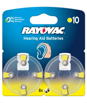 Pack of 8 10 hearing aid batteries rayovac PR70