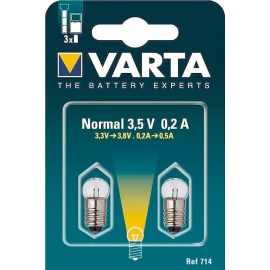 2 Ampoules à visse 3.5V 0.2A Varta