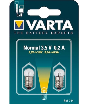 2 Ampoules à visse 3.5V 0.2A Varta