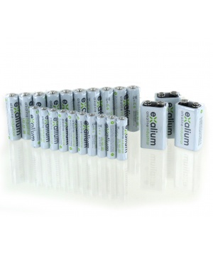Pack der Batterien AA LR6 + x 10 AAA LR3 + X 10 x 3 6LR61 9V EXALIUM