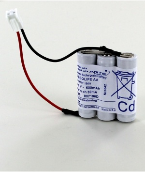 Batterie 3.6V 600mAh NiCd ECOLIFE avec gaine blanche