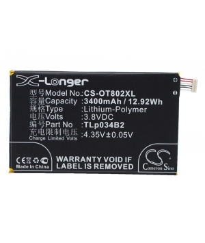 Batterie 3.8V 3.4Ah LiPo TLp034B2 pour Alcatel One Touch Hero