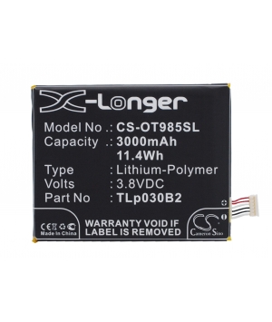 Batterie 3.8V 3Ah LiPo TLp030B2 pour Alcatel One Touch Pop S7