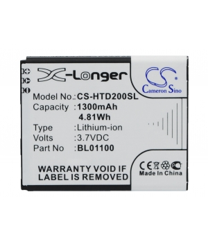 3.7V 1.3Ah Li-ion battery for HTC A320E 3.7V 1.3Ah Li-ion battery for HTC A320E