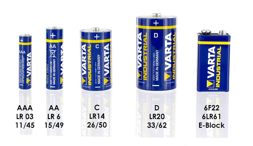 most common battery sizes that are used worldwide